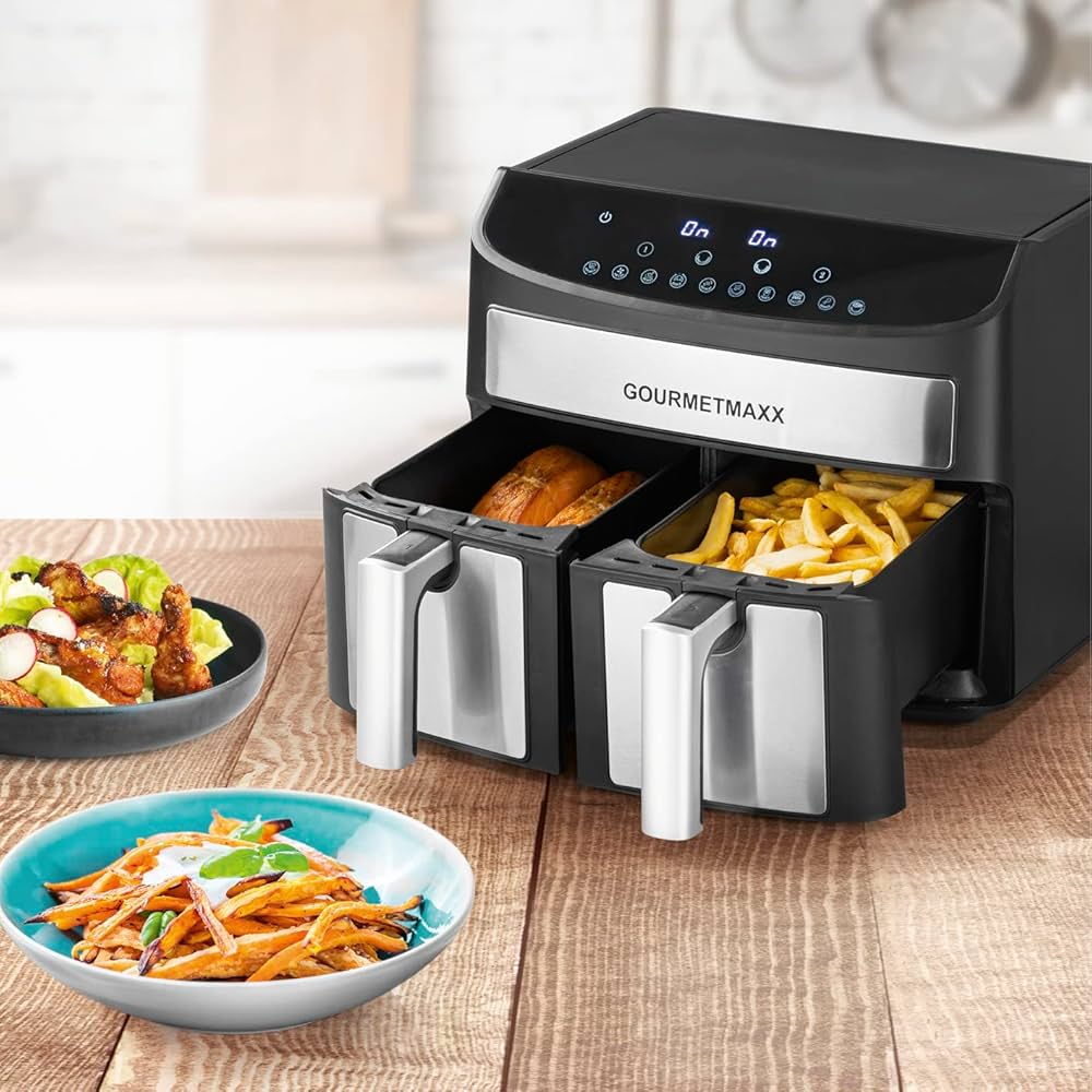 Fritezë me ajër të nxehtë GOURMETmaxx Doppelkammmer-Heißluftfritteuse 2400W — foto 2