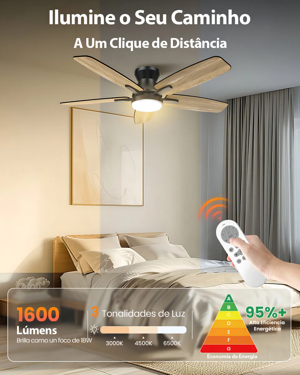 Ventilator tavani me pesë fletë druri — foto 2