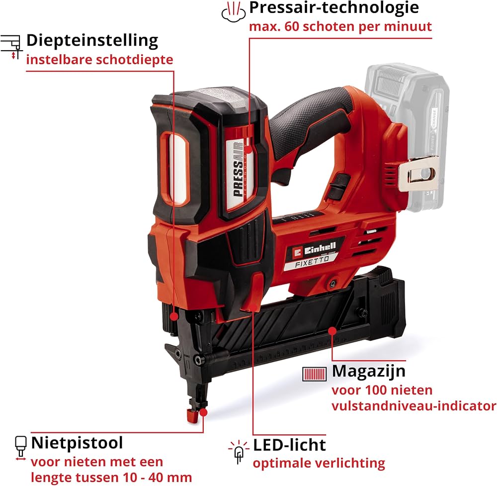 Pistolet për gozhdë Einhell FIXETTO me Pressair Teknologji — foto 2