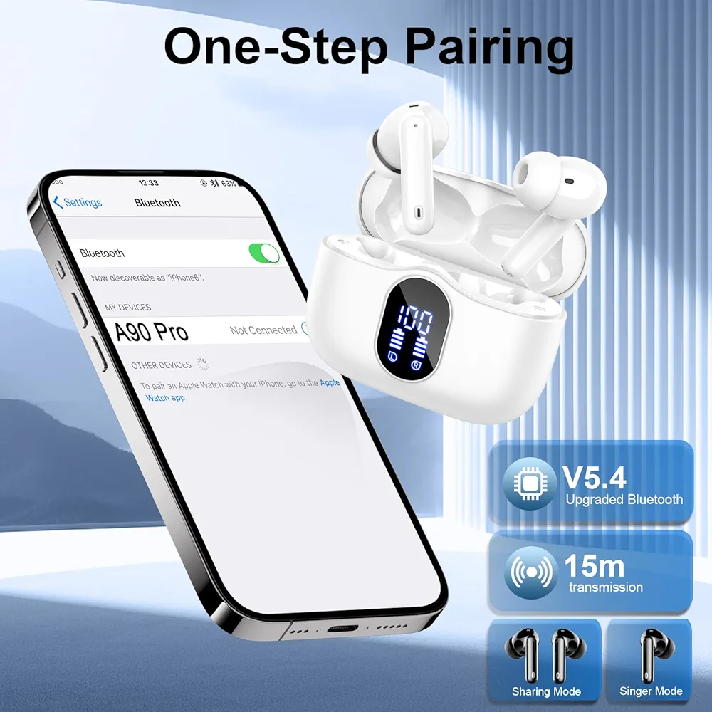 Kufje Wireless Btootos A90 Pro me ekran dixhital — foto 4