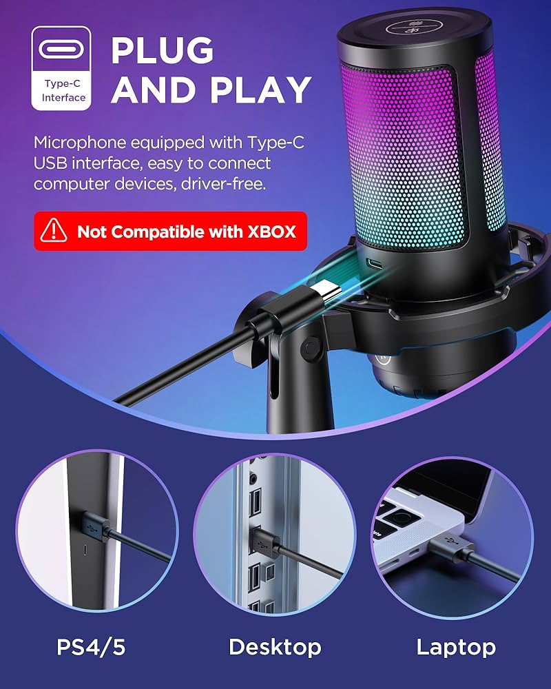 Mikrofon Gaming USB FIFINE A6T me RGB — foto 2