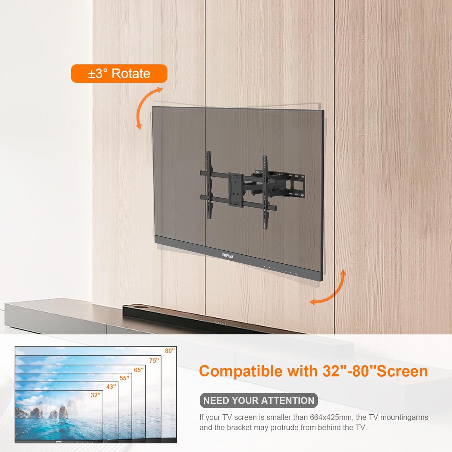 Mbajtëse TV GRIFEMA GB1006-6 për TV deri në 80" — foto 4
