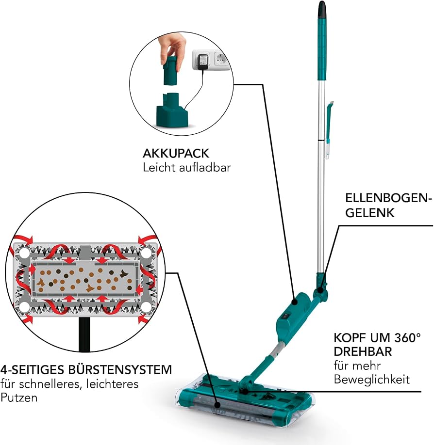 Fshesë elektrike Swivel Sweeper me sistem furçash 360° — foto 4