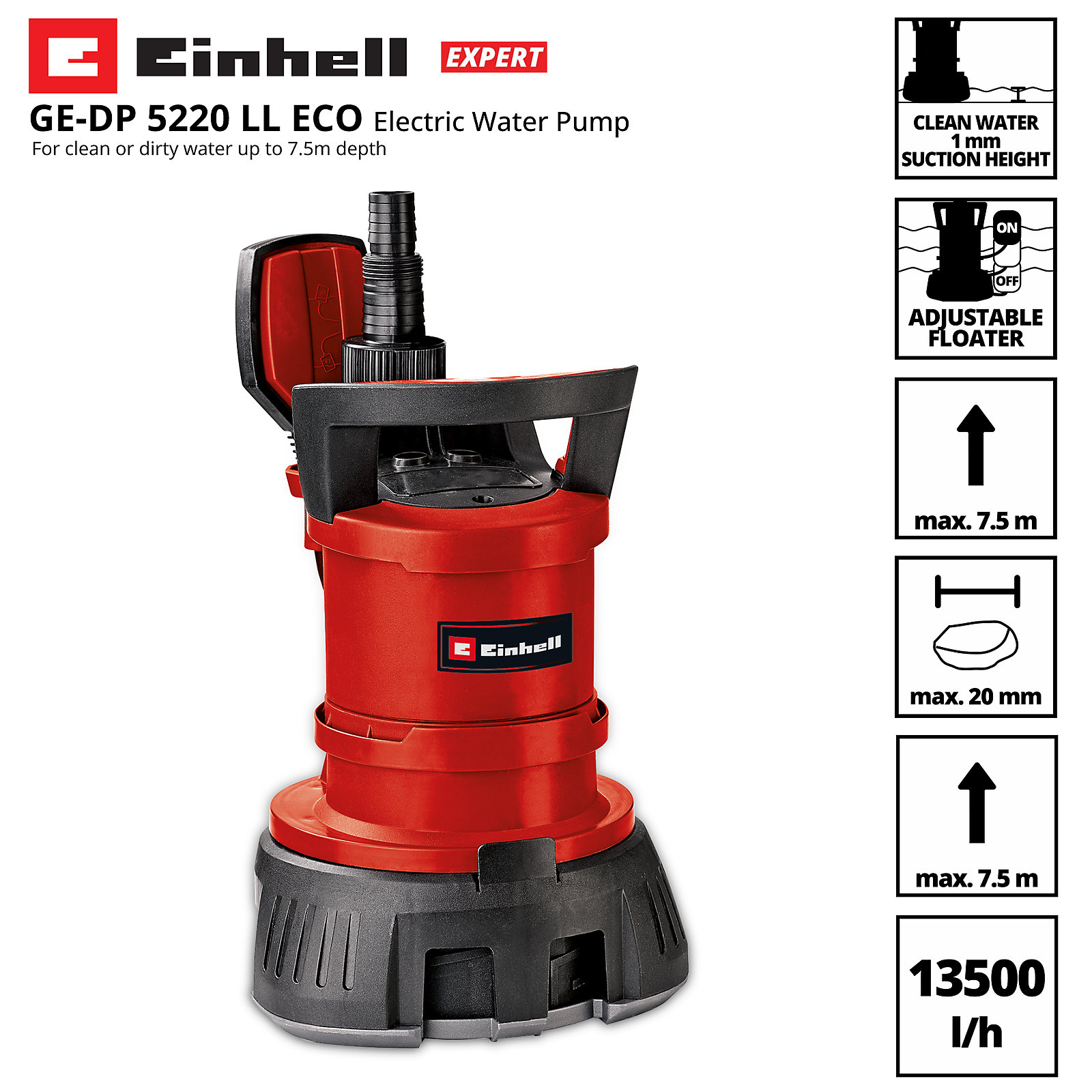 Pompa Uji Einhell GE-DP 5220 LL ECO 13500 l/h — foto 2