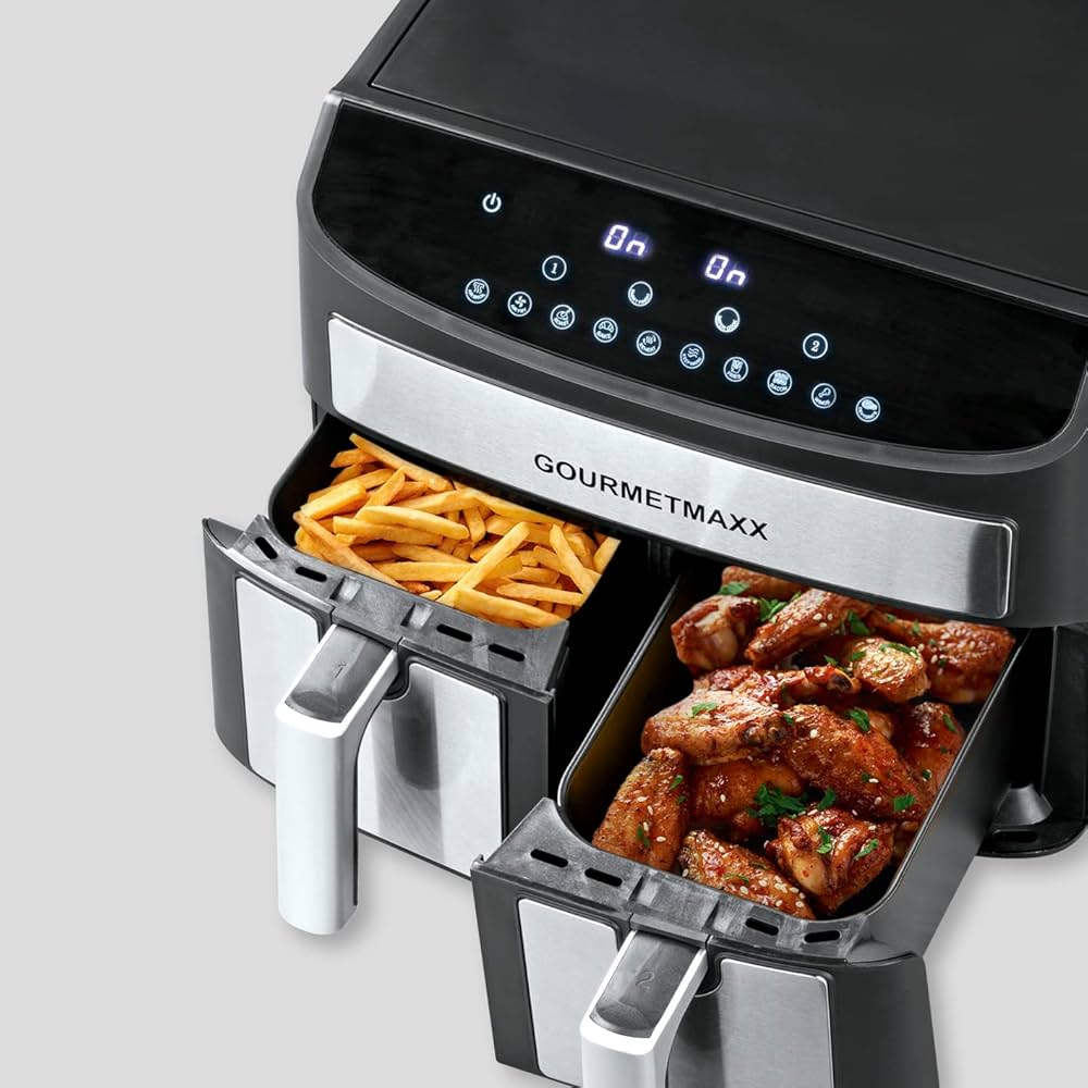 Fritezë me ajër të nxehtë GOURMETmaxx Doppelkammmer-Heißluftfritteuse 2400W — foto 3