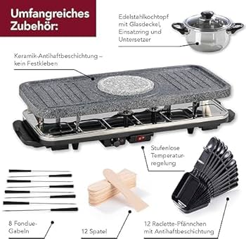 Set Raclette & Fondue GOURMETmaxx 1600W — foto 3