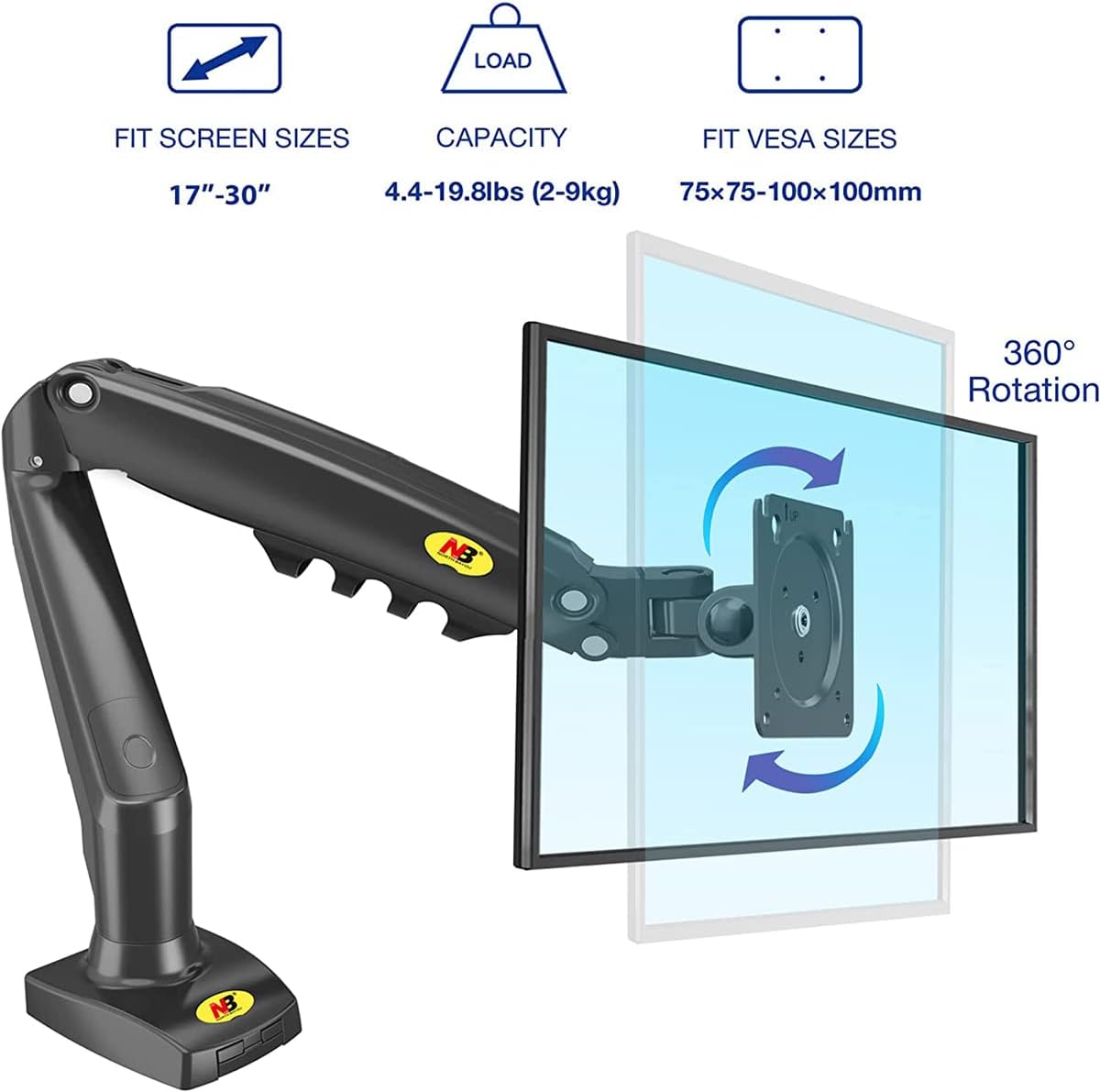 Mbajtëse Monitor NB Ergonomic F80 17"-30" — foto 1
