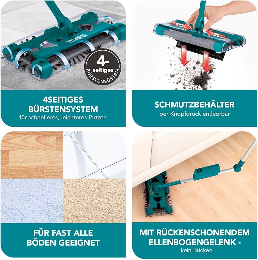 Fshesë elektrike Swivel Sweeper me sistem furçash 360° — foto 3