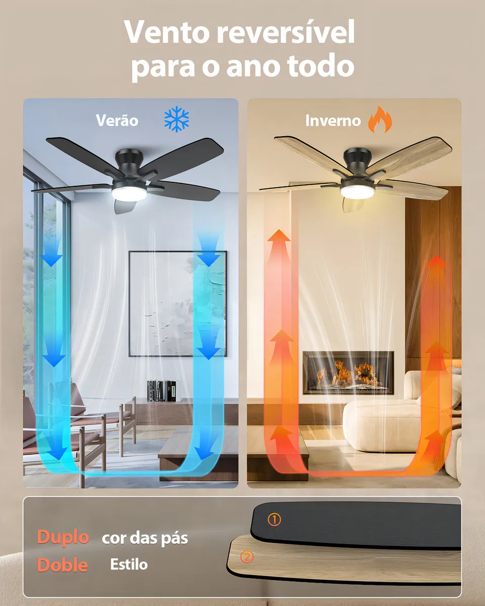 Ventilator tavani me pesë fletë druri — foto 3